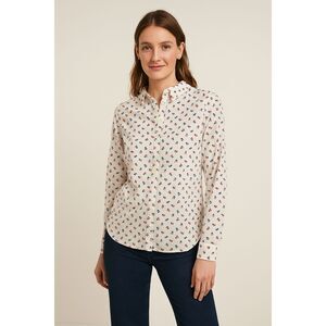BODEN White Floral 100% Cotton Button Up Long Sleeve Shirt Top  Women's Size 10P